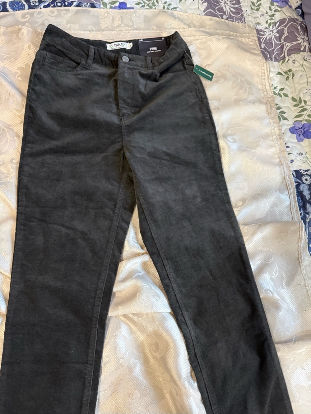 Twik Punk Skinny Black Velvet Corduroy Jeans Sz 27 NWT - Picture 2 of 7